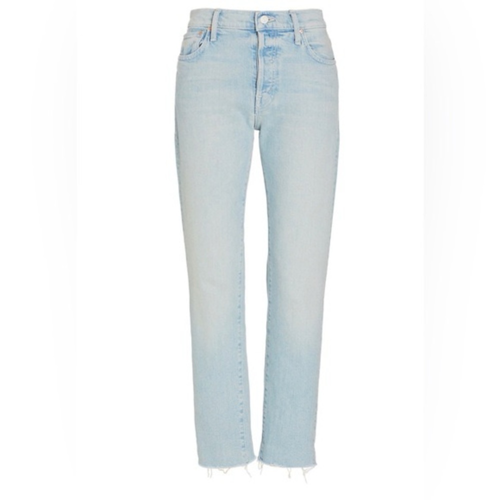 MOTHER The Scrapper Cuff Ankle Fray Straight Leg Jeans High-Rise